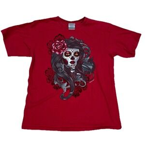 Karani Art Dia De Los Muertos Womens T-Shirt Skull Size Large Made In Mexico